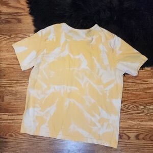 Yellow and White Custom Reverse Tie-Dye T-Shirt Womens Size L